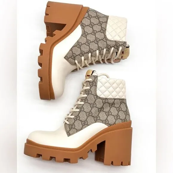 Gucci Cream and Tan Heeled Boots - Picture 4 of 14